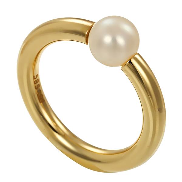 Ring, 14K, Gelbgold, Perle