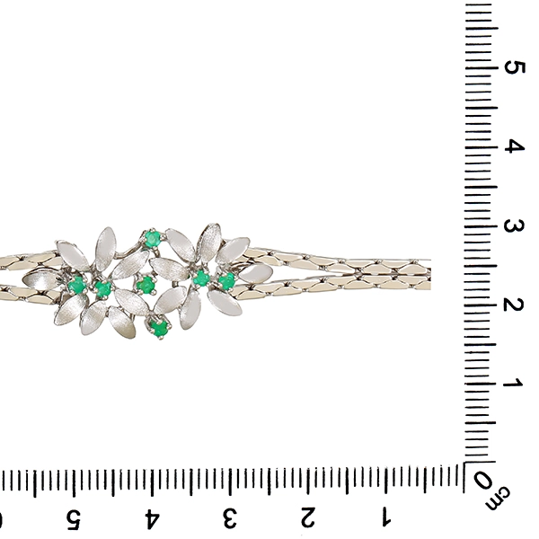 Armband, 14K, Weißgold, Smaragde
