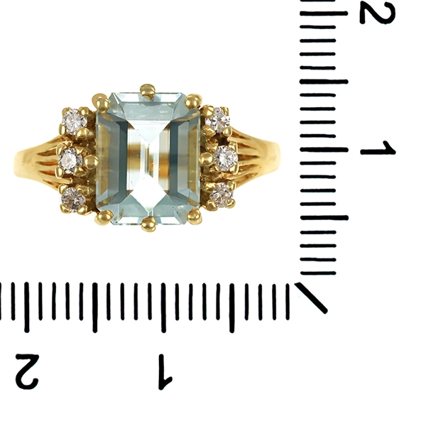 Ring, 14K, Gelbgold, Aquqamarin, Brillant