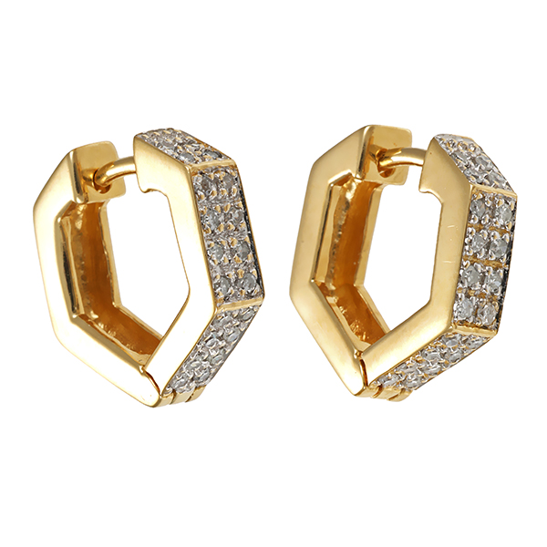 Creolen, 14K, Gelbgold, Diamant