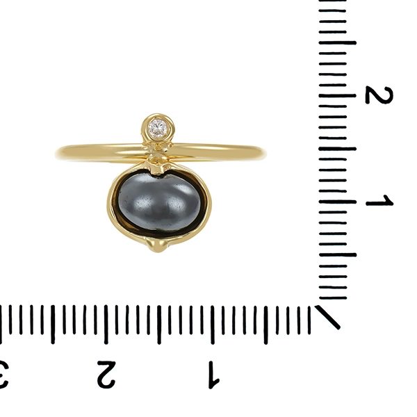 Ring, 14K, Gelbgold, Haematit, Brillant