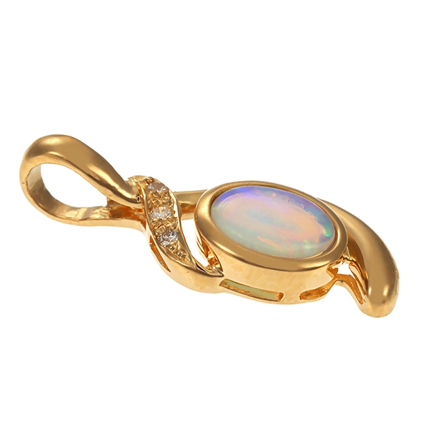 Anhänger, 18K, Gelbgold, Brillanten, Opal