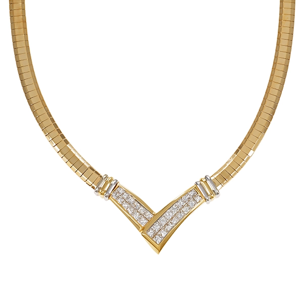 Collier, 14K, Gelbgold, Diamant