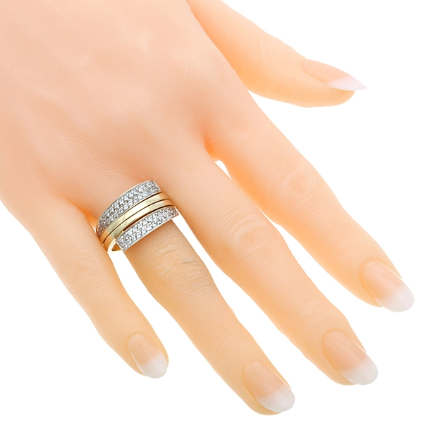 Ring, 14K, Gelb-/Weißgold, Zirkonia