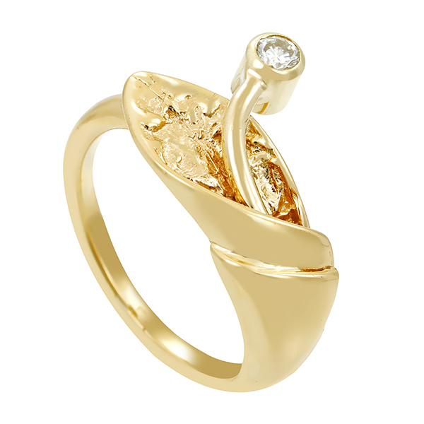 Diamantring, 14K, Gelbgold, Brillant 0,10 ct