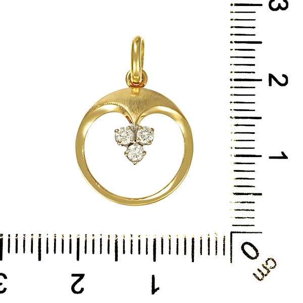 Anhänger, 14K, Gelb-/Weißgold, Brillanten