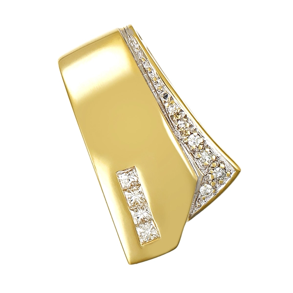Anhänger, 14K, Gelb-/Weißgold, Diamanten