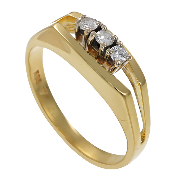 Diamantring, 14K, Gelbgold, Brillanten