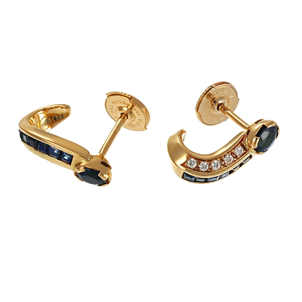 Ohrstecker, 18K, Gelbgold, Saphire, Brillanten
