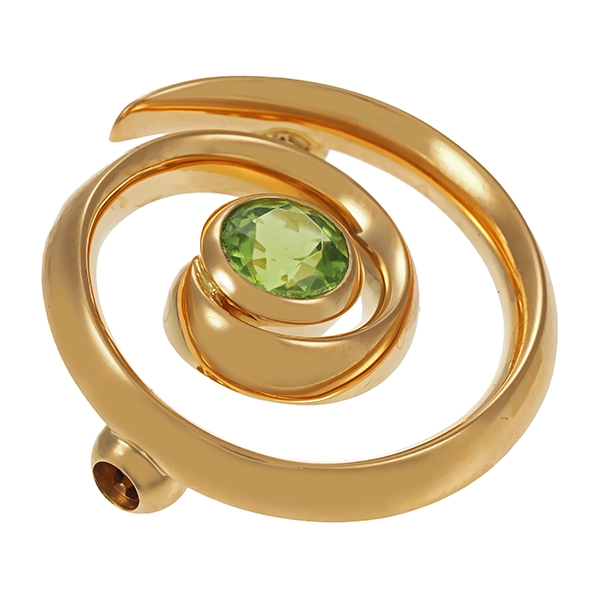 Anhänger, 18K, Gelbgold, Peridot, Bajonettverschluss