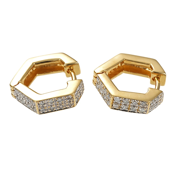 Creolen, 14K, Gelbgold, Diamant