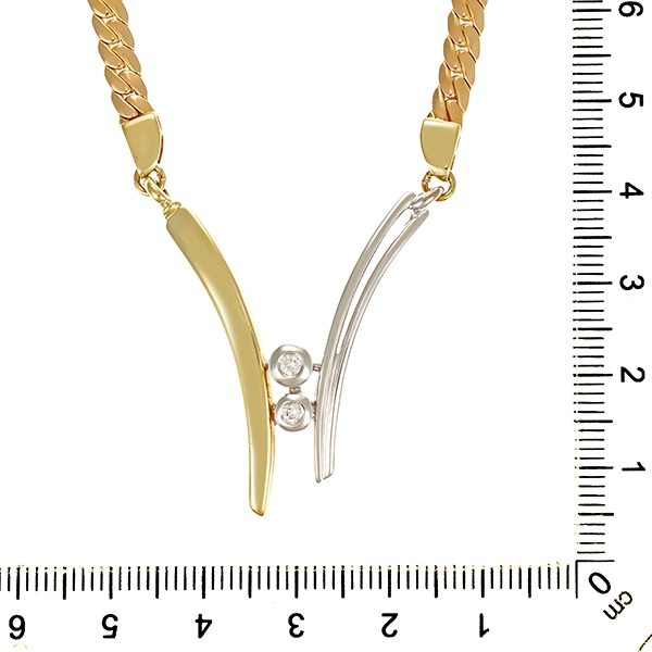 Collier, 14K, Gelb-/Weißgold, Brillanten