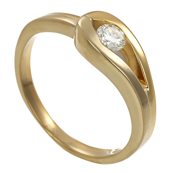 Brillantring, 18K, Gelb-/Weißgold, 0,18ct