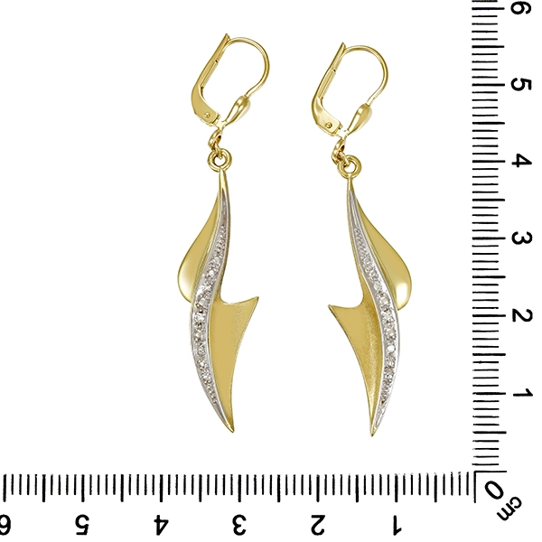 Ohrhänger, 14K, Gelb-/Weißgold, Diamanten