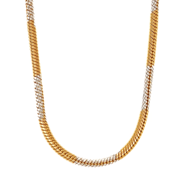 Kette, 14K, Gelb-/Weißgold, Schlangen-