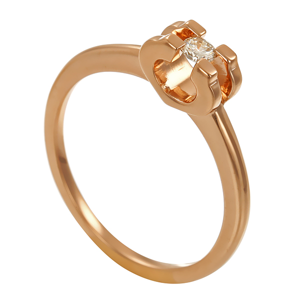 Diamantring, 14K, Rotgold, Brillant 
