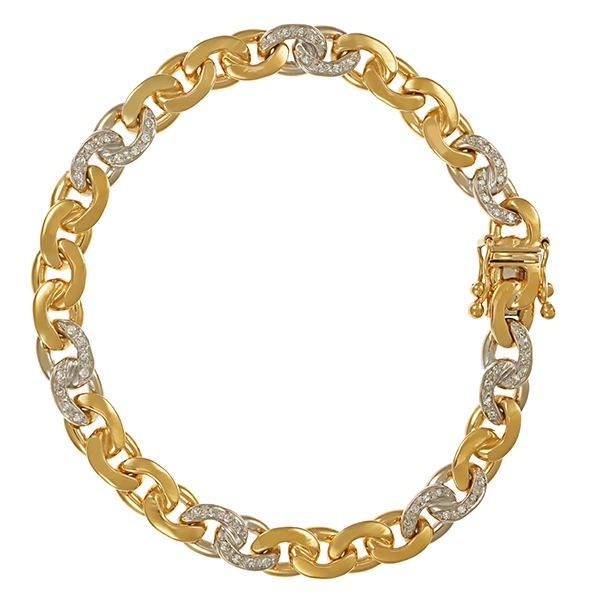 Armband, 14K, Gelb-/Weißgold, Diamanten