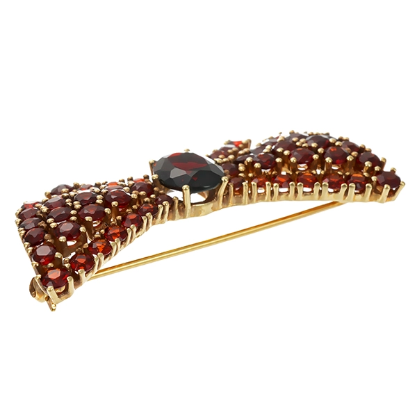 Brosche, 14K, Gelbgold, Granat