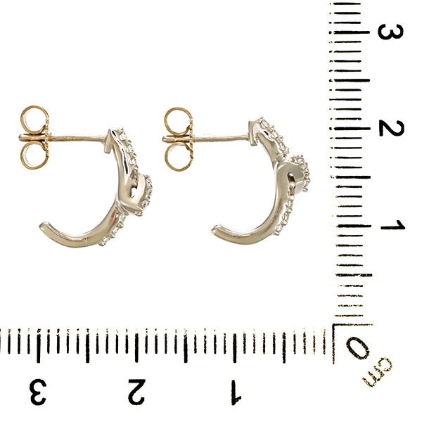 Steckcreolen, 14K, Weißgold, Brillanten