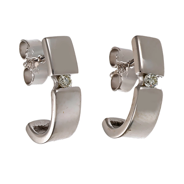 Steckcreolen, 9K, Weißgold, Brillanten