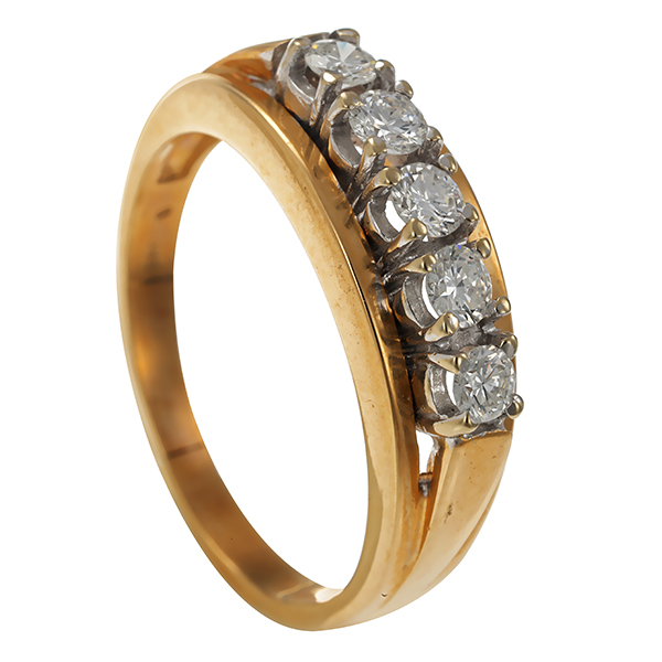 Brillantring, 14K, Gelb-/Weißgold
