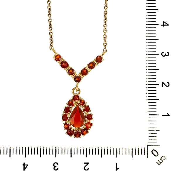 Collier, 8K, Gelbgold, Granat