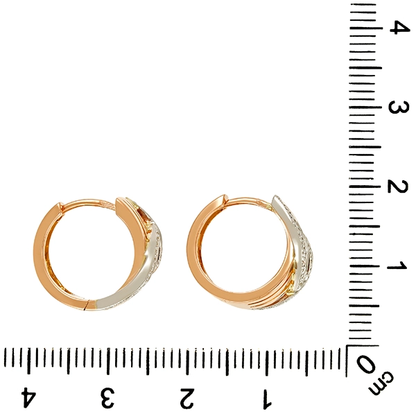 Creolen, 14K, Rot-/Weißgold, Brillanten