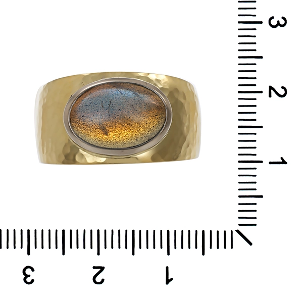 Ring, 14K, Gelb-/Weißgold, Labradorit