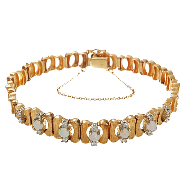 Armband, 14K, Gelb-/Weißgold, Opale, Brillanten