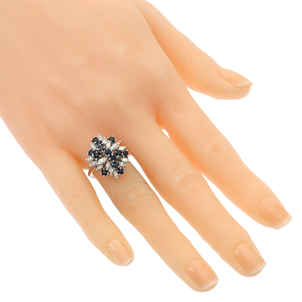 Ring, 14K, Weißgold, Saphire, Diamanten