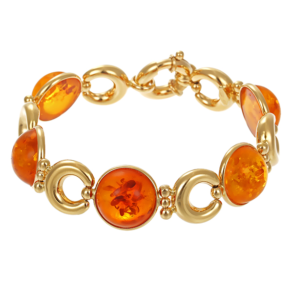 Armband, 14K, Gelbgold, Bernstein