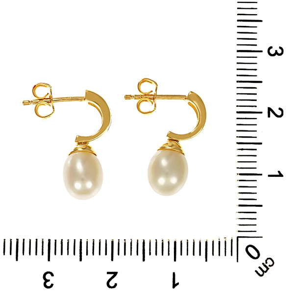 Steckhänger, 14K, Gelbgold, Perlen, Diamanten