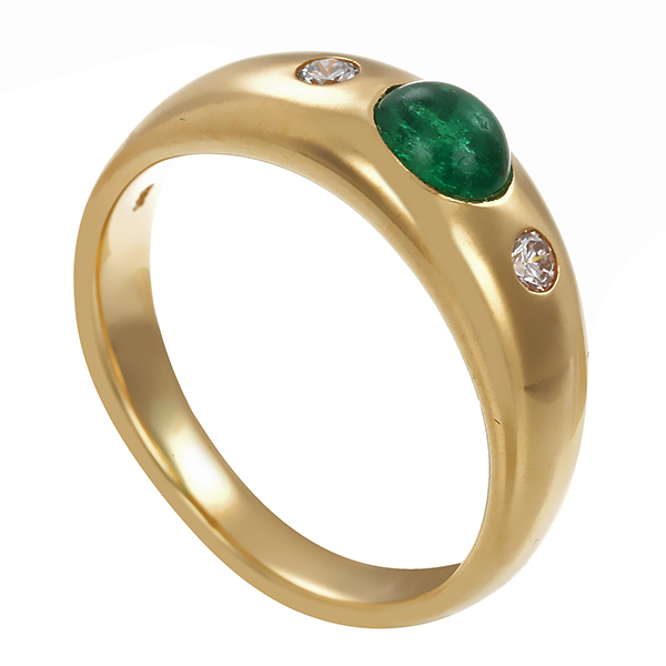 Ring, 14K, Gelbgold, Smaragd, Brillanten