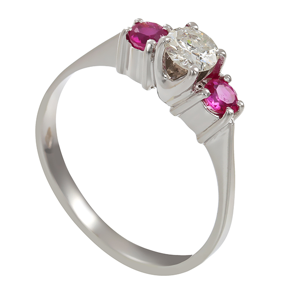 Ring, 18K, Weißgold, Rubine, Brillant