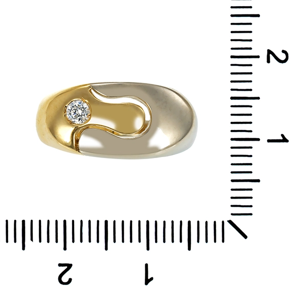 Ring, 14K, Gelb-/Weißgold, Zirkonia