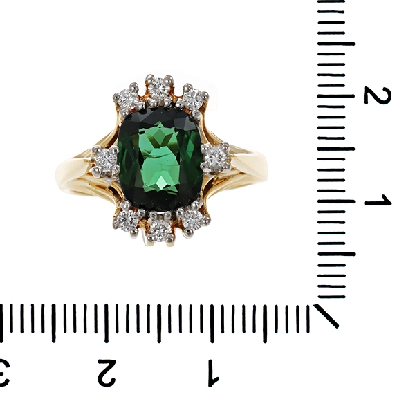 Ring, 14K, Gelb-/Weißgold, Brillant, Turmalin