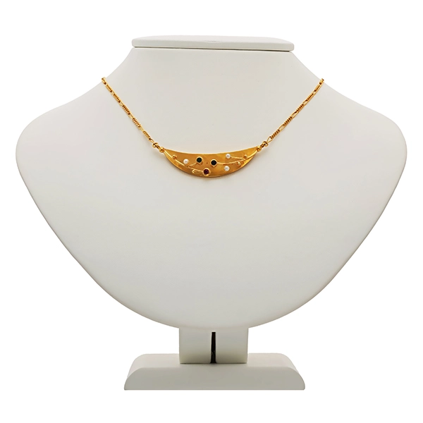 Collier, 18K, Gelbgold, Rubin, Smaragd, Saphir, Perlen