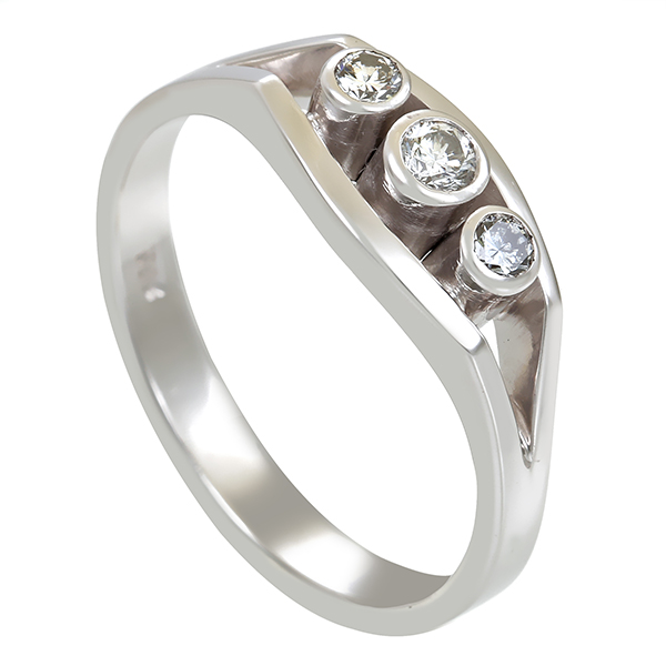 Diamantring, 14K, Weißgold, Brillanten, 0,18 ct