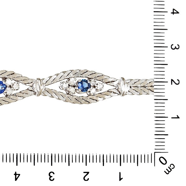 Armband, 14K, Weißgold, Saphire, Brillanten