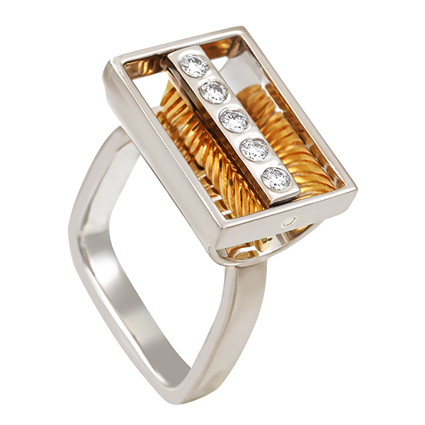 Ring, 18K, Gelb-/Weißgold, Brillanten 0,20 ct