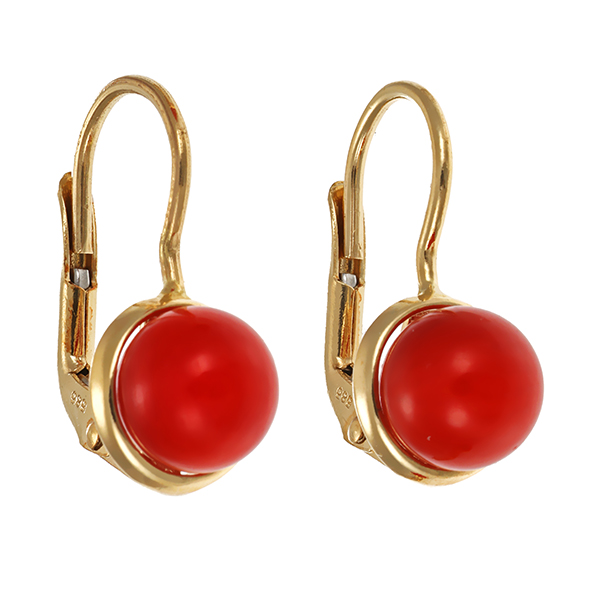Ohrhänger, 14K, Gelbgold, Koralle