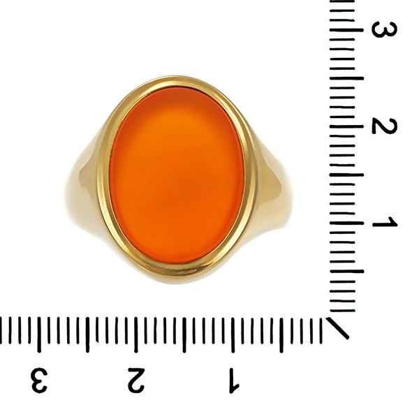 Herrenring, 14K, Gelbgold, Karneol