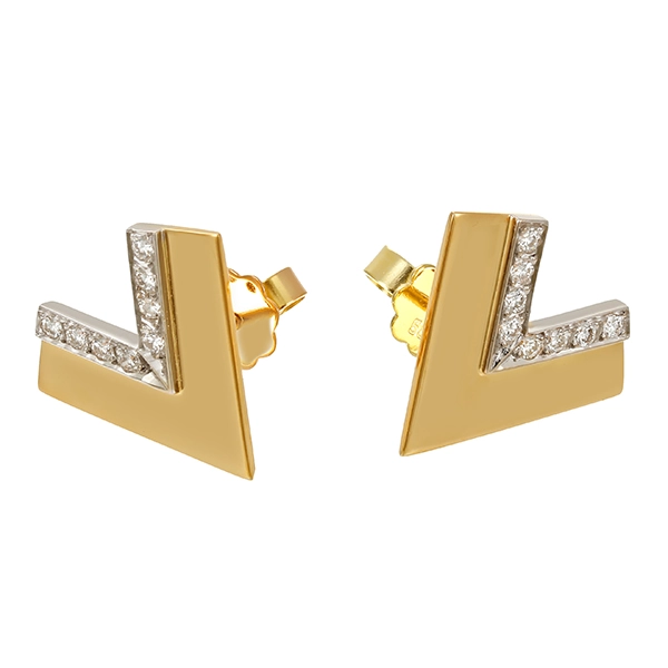 Ohrstecker, 14K, Gelb-/Weißgold, Brillanten