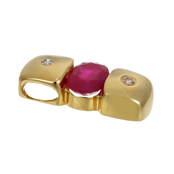 Anhänger, 14K, Gelbgold, Rubin, Brillant