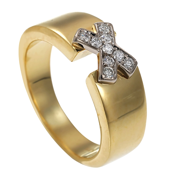 Diamantring, 14K, Gelb-/Weißgold, Brillanten
