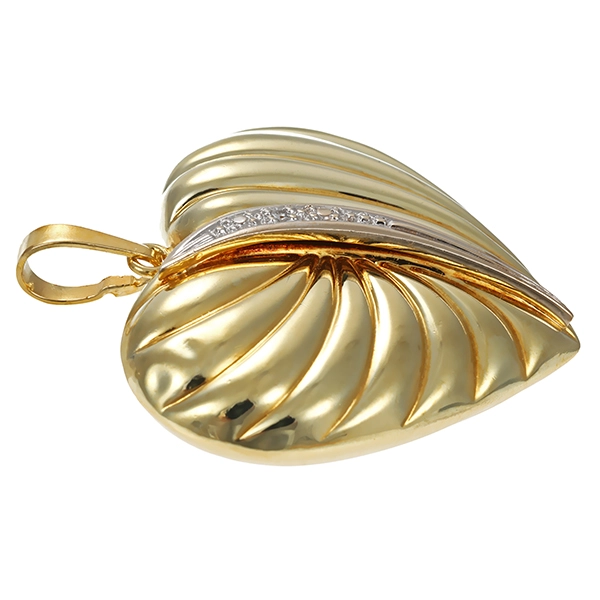 Anhänger, 14K, Gelb-/Weißgold, Diamant, Herz