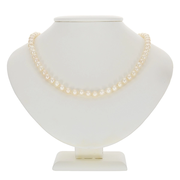 Perlenkette, 18K, Weißgold, Perlen, Saphir