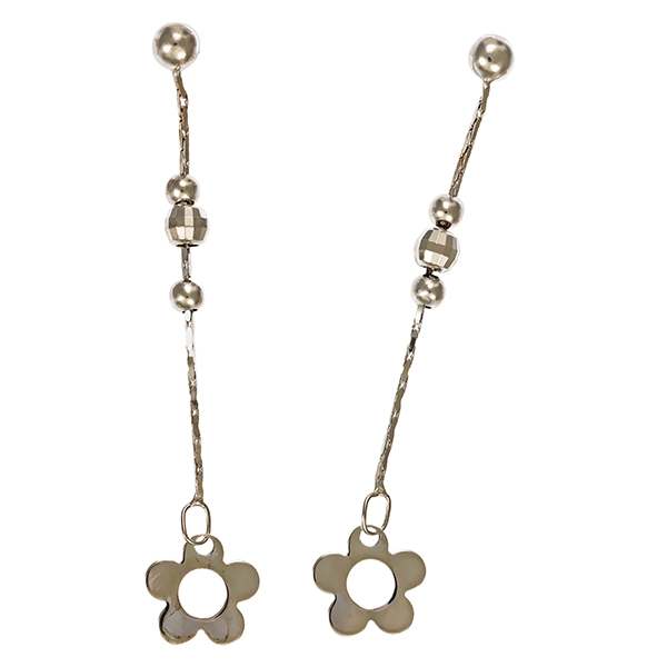 Ohrhänger, 14K, Weißgold, Blume