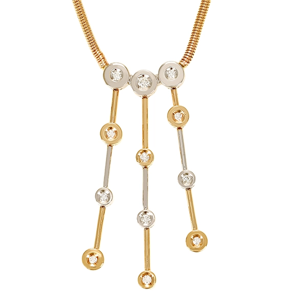 Collier, 14K, Gelb-/Weißgold, Brillanten