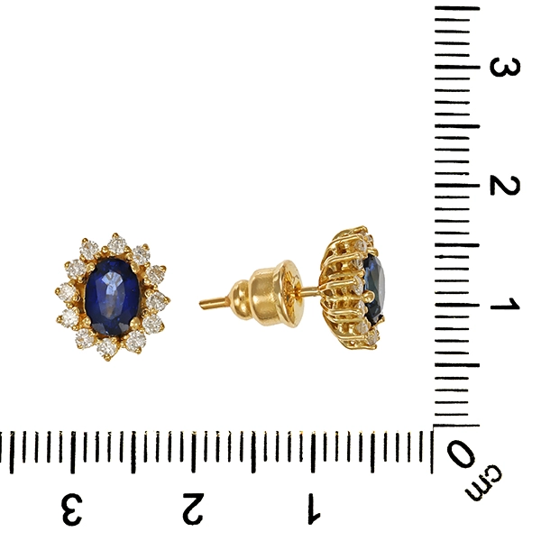 Ohrringe, 18K, Gelbgold, Brillant, Saphir